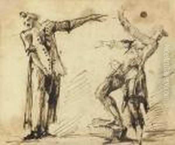 Two Gesturing Figures (recto); The Falls At Tivoli (verso) - view 1