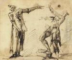 Two Gesturing Figures (recto); The Falls At Tivoli (verso)