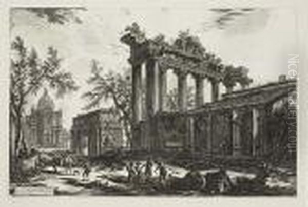 Two Etchings.
Veduta Del Tempio Detto Della Concordia - view 1