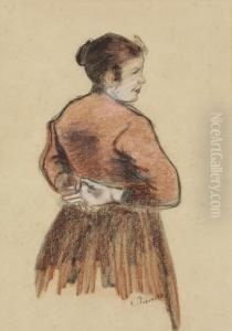 Jeune Femme, Les Mains Jointes Derriere Le Dos