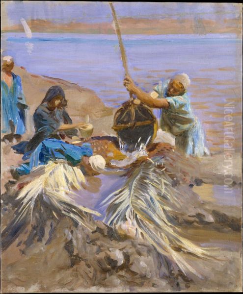 Egyptians Raising Water From The Nile - view 1