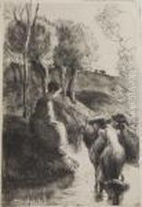 Vachere Au Bord De L````````eau by Camille Pissarro