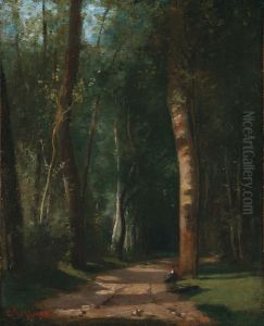 Allee Dans Une Foret by Camille Pissarro