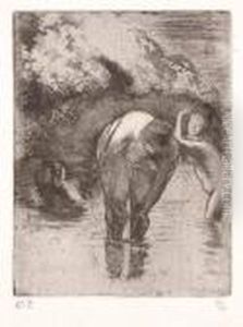 Les Trois Baigneuses by Camille Pissarro
