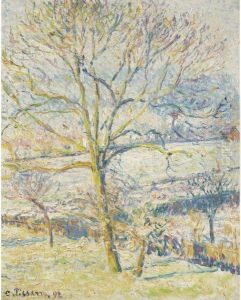 Le Grand Noyer, Gelee Blanche Eragny by Camille Pissarro