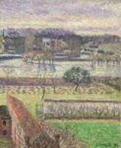 Vue De Ma Fenetre, Inondation, Effet De Soir, Eragny