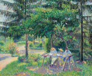 Enfants Attables Dans Le Jardin A Eragny by Camille Pissarro