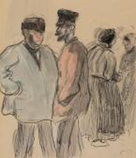 Groupe De Personnages Au Marche, Gisors - view 1