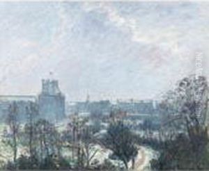Le Jardin Des Tuileries Et Le Pavillon De Flore, Effet De Neige