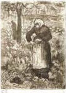 < Paysanne Dans Les Choux >, 1923. by Camille Pissarro