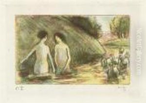 Baigneuses Gardeuses D'oies by Camille Pissarro