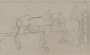 Two Horses. by Camille Pissarro