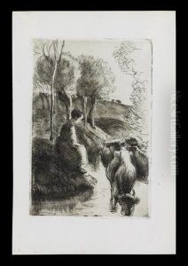 Vachere Au Bord De L'eau by Camille Pissarro
