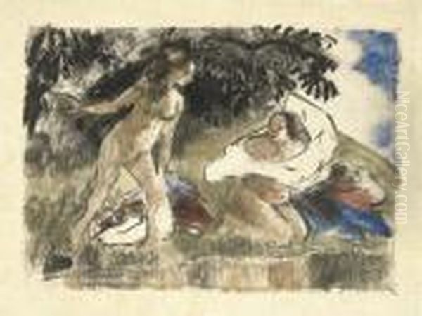 Baigneuse Debout Et Baigneuse 
Agenouillee (cf. Pissarro &amp; Venturi 941; Cf. Wildenstein 1103) - view 1