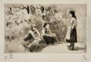 Enfants Causant by Camille Pissarro