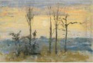 Coucher Du Soleil by Camille Pissarro