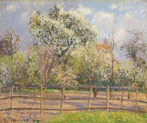 Poiriers En Fleur, Eragny by Camille Pissarro