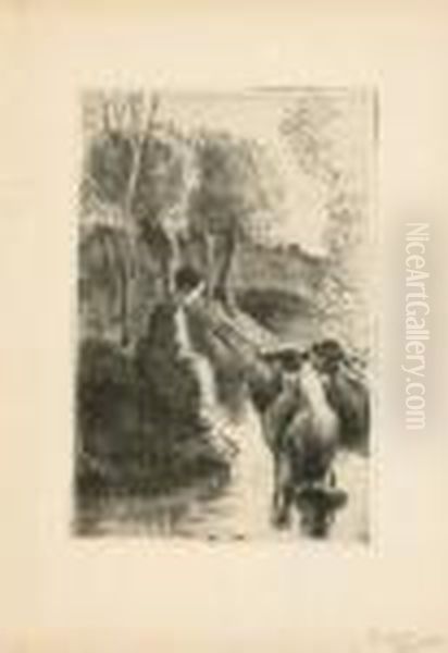 Vachere Au Bord De L'eau. 1890. - view 1