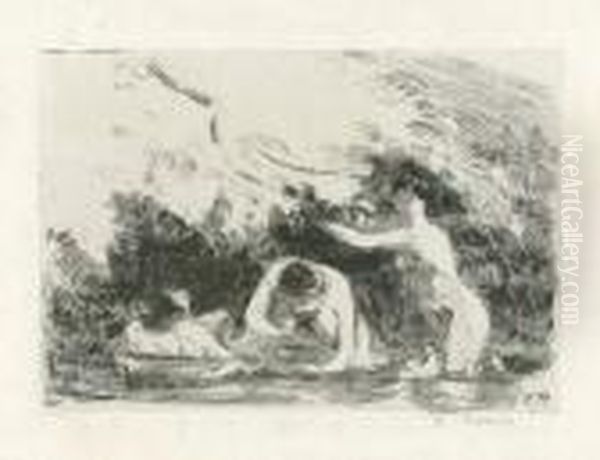 Baigneuses A L'ombre Des Berges Boisees. 1895 - view 1