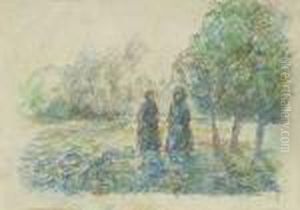 Deux Paysannes Dans Un Champs Des Choux. Ca. 1886