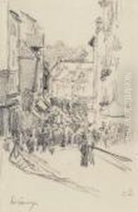 Scene De Rue, Lisieux by Camille Pissarro