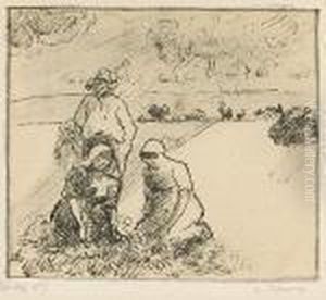 Groupe De Paysans, 1st Planche by Camille Pissarro