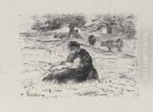 Femme Et Enfant Dans Les Champs by Camille Pissarro