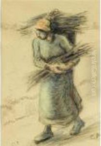 Femme Portant Un Fagot by Camille Pissarro