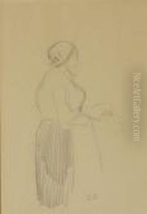 Etude De Paysanne Au Marche De Pontoise by Camille Pissarro