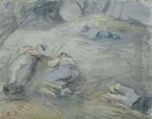Le Repos Des Moissonneurs by Camille Pissarro
