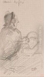 Femme Assise Tenant Un Couffin