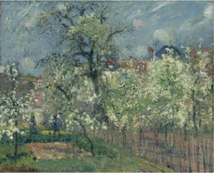 Le Jardin De Maubuisson, Pontoise, Poiriers En Fleur by Camille Pissarro
