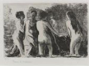 Theorie De Baigneuses (delteil 181) by Camille Pissarro