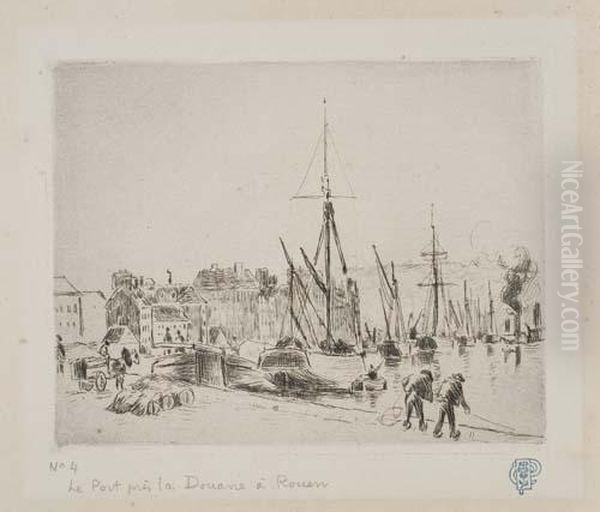 Le Port Pres La Douane A Rouen - view 1