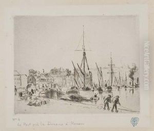 Le Port Pres La Douane A Rouen by Camille Pissarro