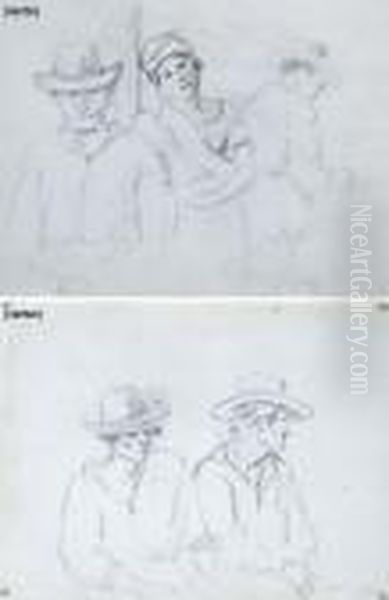 Trois Personnages (recto); Deux Hommes Assis (verso) - view 1