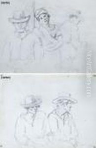 Trois Personnages (recto); Deux Hommes Assis (verso) by Camille Pissarro