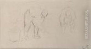 Deux Laboureurs Dans Un Champ by Camille Pissarro