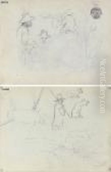 Etudes De Tetes D'homme (recto); Etudes Variees (verso) - view 1