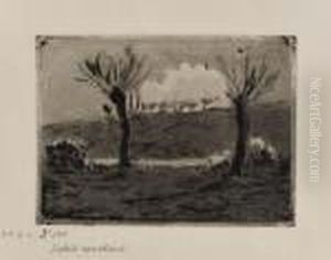 Soleil Couchant by Camille Pissarro