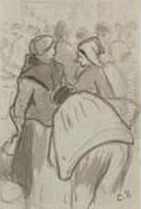 La Conversation by Camille Pissarro