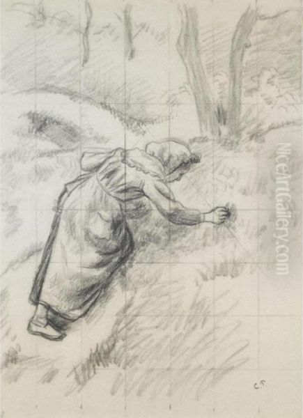 Etude Pour 'paysanne Ramassant De L'herbe' - view 1