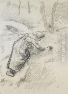 Etude Pour 'paysanne Ramassant De L'herbe'