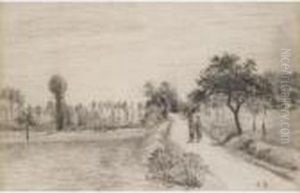 La Promenade Sur Le Chemin by Camille Pissarro