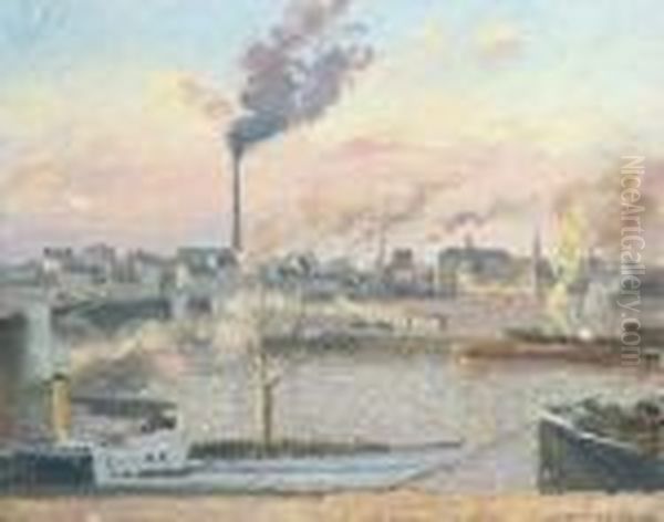 Le Pont Boieldieu Et La Gare D'orleans, Rouen, Matin, Cinqheures - view 1