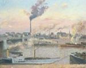 Le Pont Boieldieu Et La Gare D'orleans, Rouen, Matin, Cinqheures