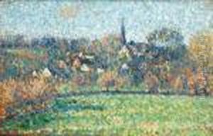 Vue Sur Le Village De Bazincourt by Camille Pissarro
