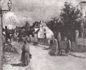 Rue De L'hermitage, Pontoise by Camille Pissarro