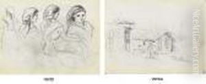 Four Studies Of A Woman by Camille Pissarro