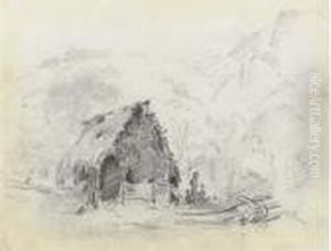 A Hut In A Mountainous Landscape by Camille Pissarro